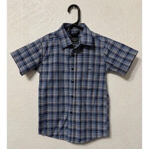 Sahara Club Boys Youth Size Small 8 Blue Plaid Short Sleeve Button-Up Shirt